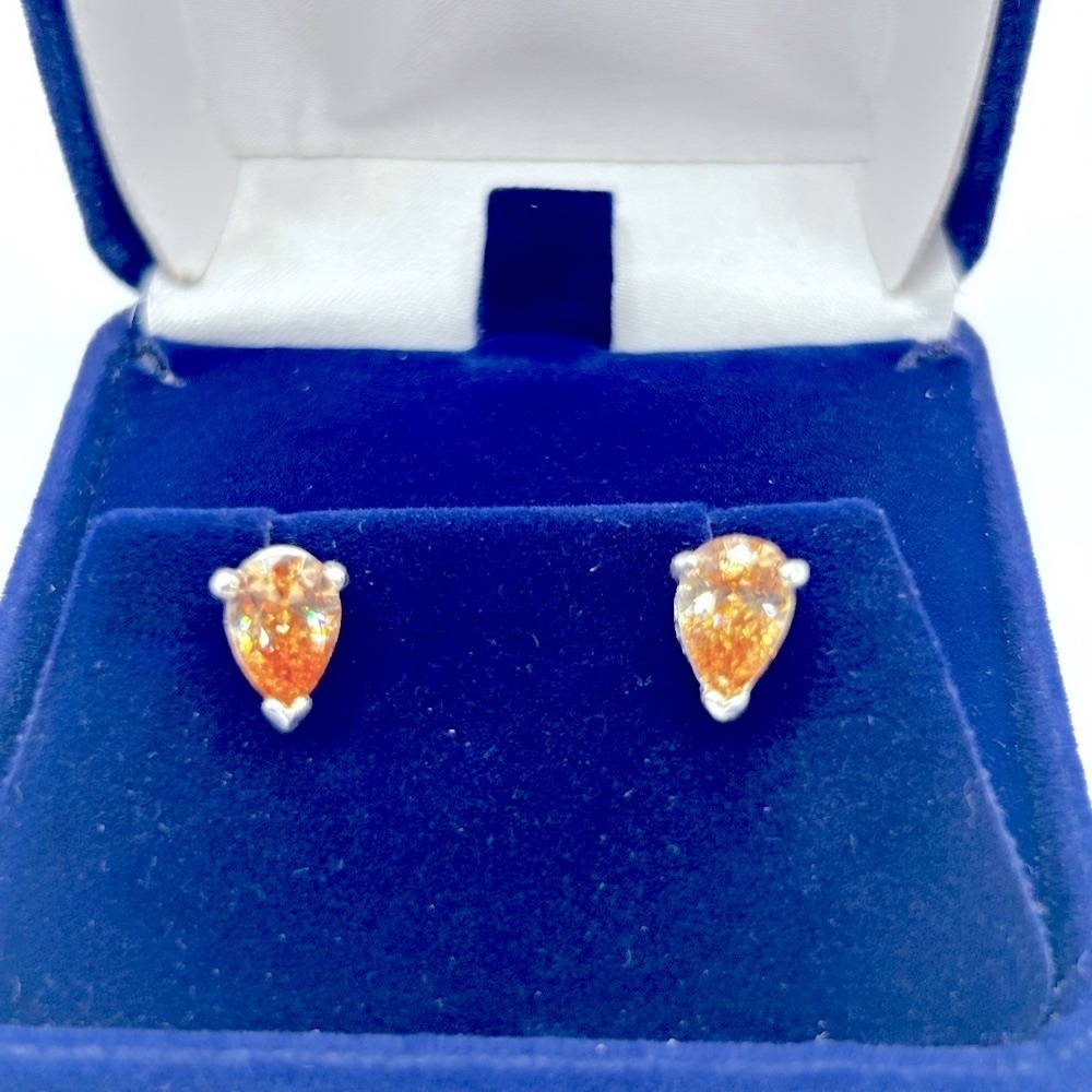Vintage 925 Crystal Orange Gold Two Tone Sterling Earrings​​​